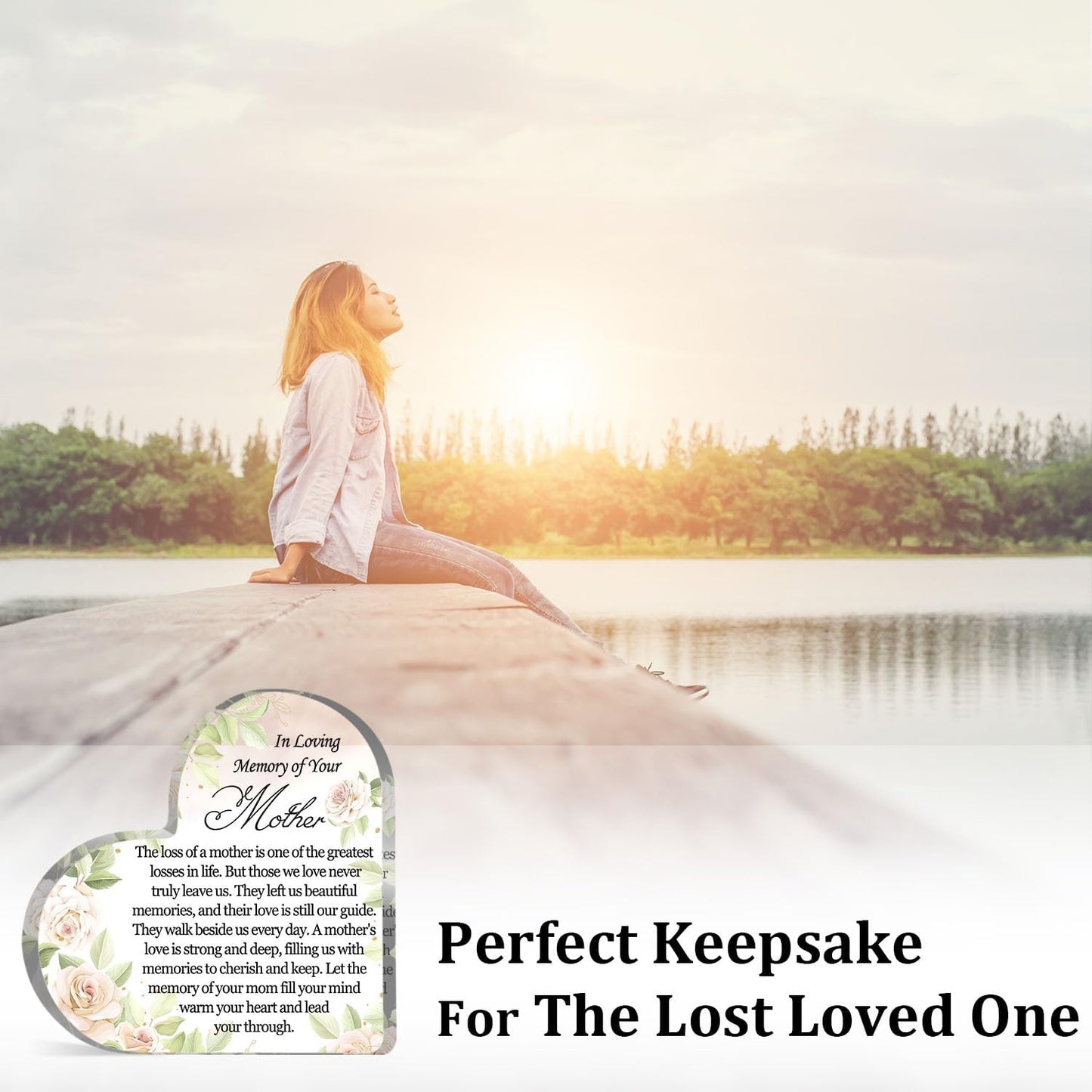 Sympathy Memorial Gift for Loss of Mother Mom Bereavement Remembrance Floral Paperweight Funeral Grief Decor Condolence Memorial Keepsake for Table Home Decorations