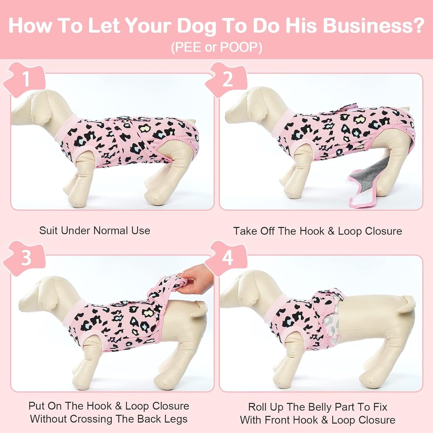 Kuoser Dog Recovery Suit for Dogs After Surgery,Professional Surgical Onesie for Female Male Dogs Spay Neuter,Soft Dog Surgery Suit Bodysuit for Abdominal Wounds Skin Disease,Pink Leopard XS