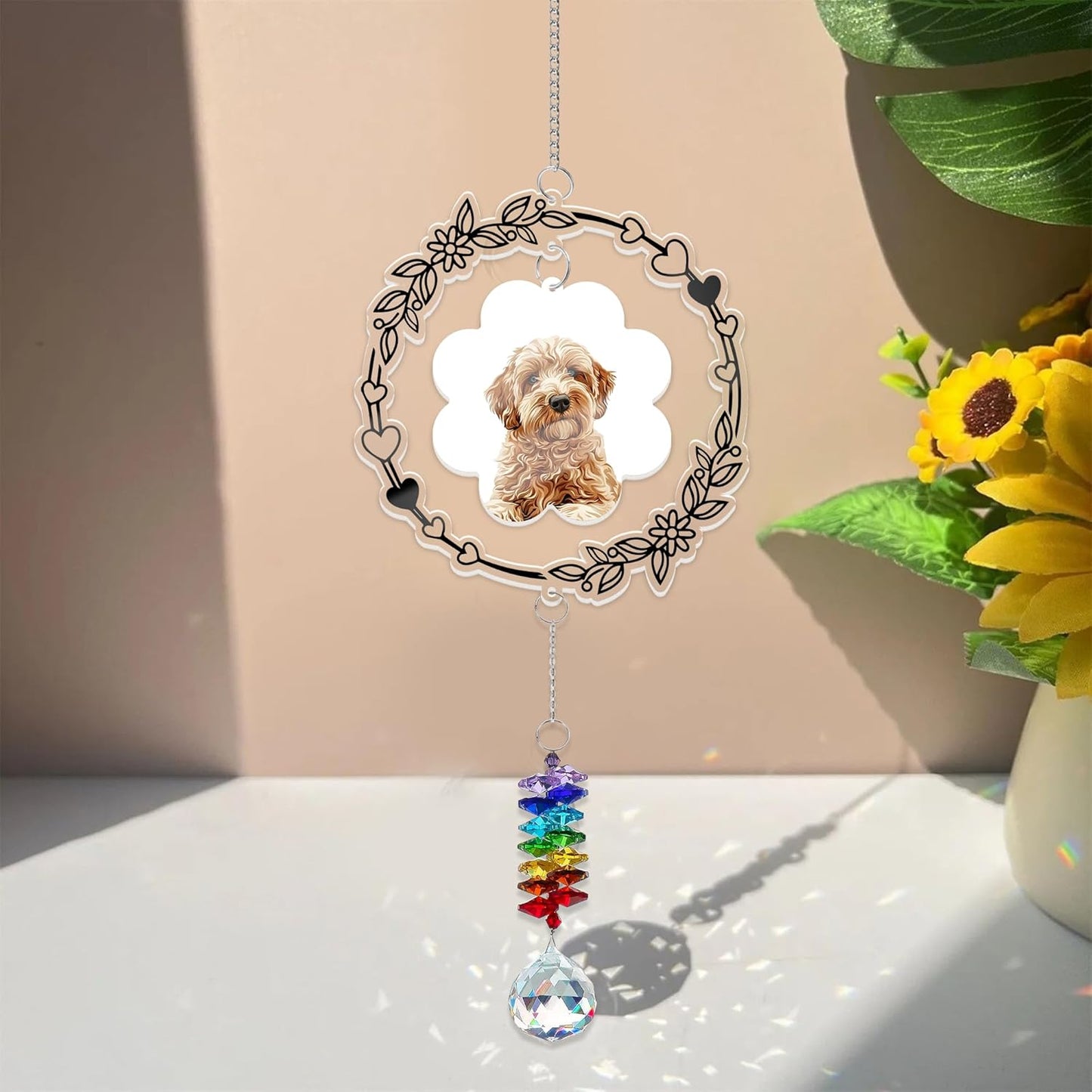 Personalized Dog Memorial Ornament Loss of Pet - Christmas, Birthday, Remembrance Gift for Pet Lovers from Family - Custom Photo, Date - Dog Suncatcher Keepsake Decoration