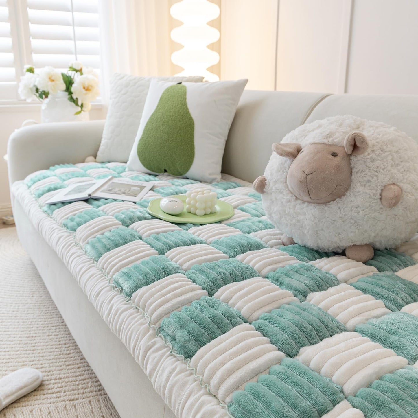 Pet Couch Cover for Sofa, Dog Cover for Couch, Washable Pet Couch Covers for Large Dogs, Anti-Slip Dog Bed Mat for Couch (Sky-Blue, 27x70 inch)