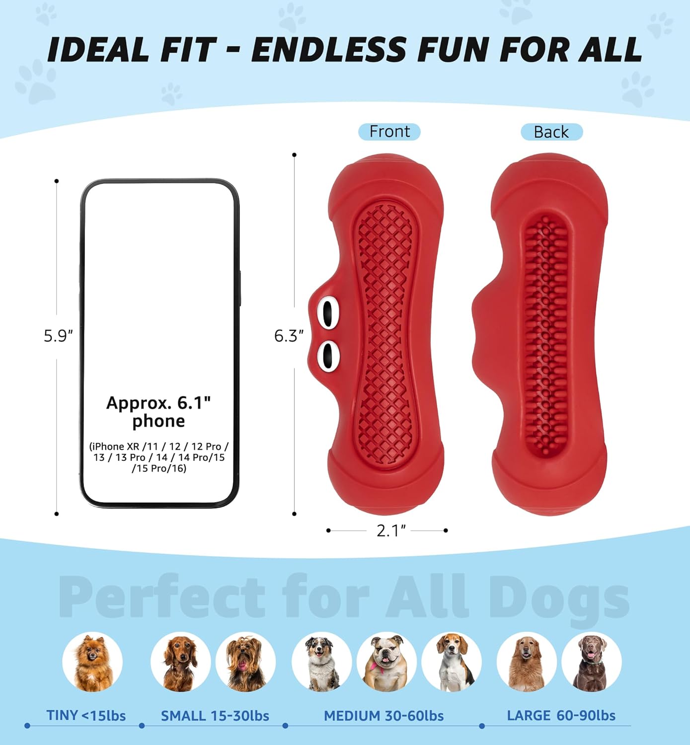 Durable Dog Chew Toy for Aggressive Chewers, Tough Natural Rubber Squeaky Dog Toy with Irresistible Beef Flavor, Dental Care, Teeth Cleaning & Boredom Relief for Medium & Large Dogs (Red)