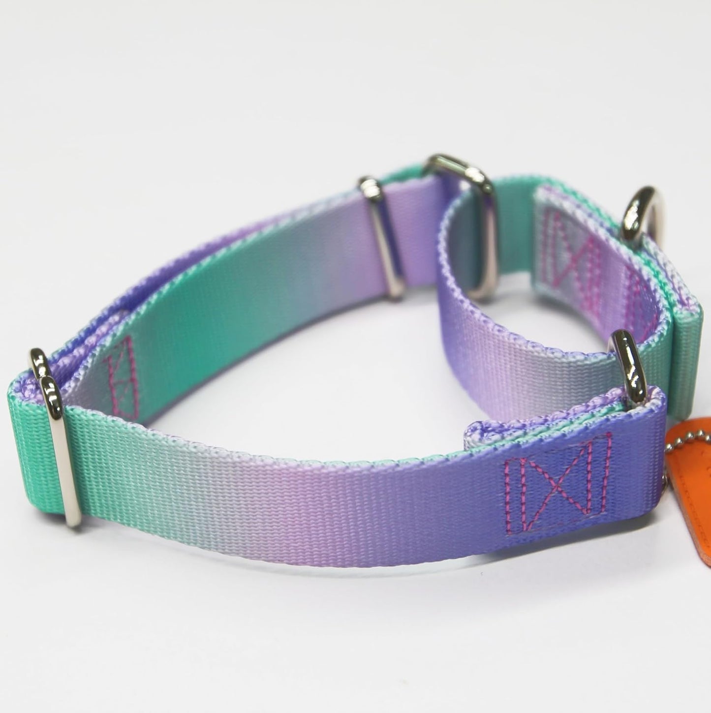 Martingale Dog Collar Colorful Gradient Fashionable - Anti-Escape Soft Durable Pets Collar for Walking Training Outdoor Daily Use -Medium, Purple Green