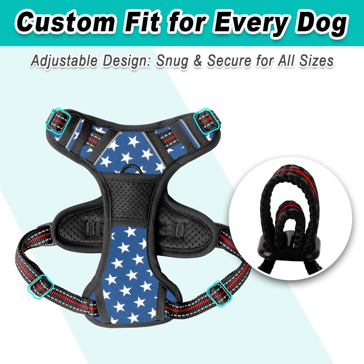 BARKBAY Dog Harness No Pull for Small Dogs - Adjustable, Reflective, Comfortable, No Choke, Heavy-Duty - Perfect for Outdoor Training, Walking, and Hiking - Strong & Durable - XS & Star