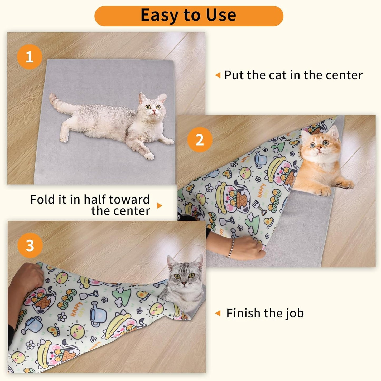 Cat Wrap for Grooming,Cat Wrap for Cutting Nails,Self-Adherent Soft Cat Blanket,Restrain The Cat to Keep Calm,Anti-Bite, Anti-Scratch, Wrap Anti-Escape Grooming Bags for Cats (Within 6lbs)