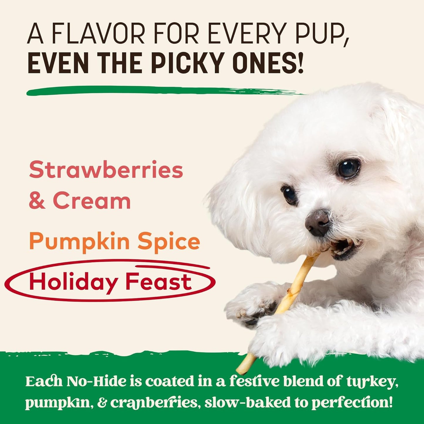 Earth Animal No-Hide Seasonal Stix Holiday Feast Recipe Natural Rawhide Alternative Dog & Cat Chews - 20 Count Value Pack