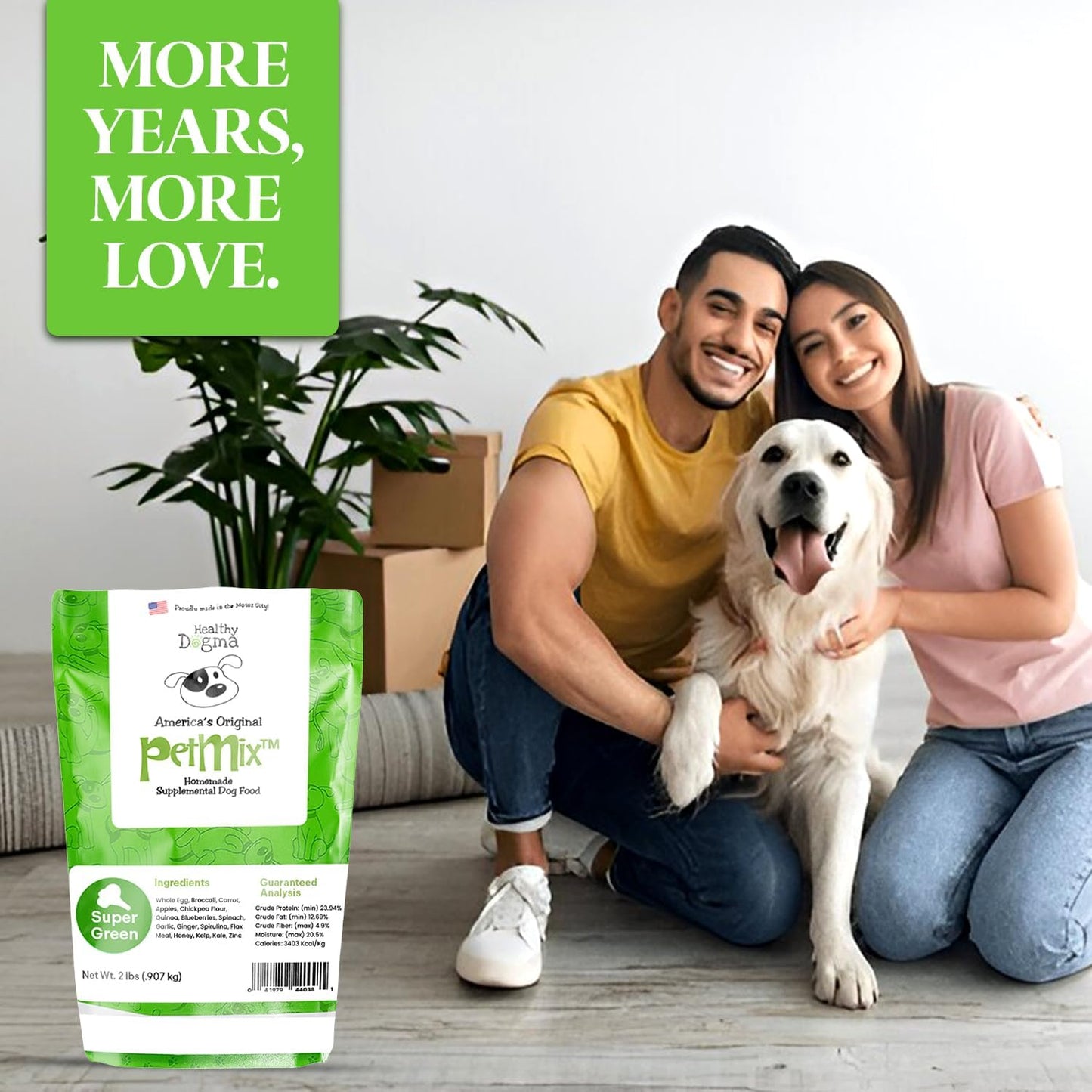 Healthy Dogma - PetMix Dehydrated Dog Food, Clean Ingredient Food - No Preservatives, Homemade Dog Food (Super Green, 2 lbs)