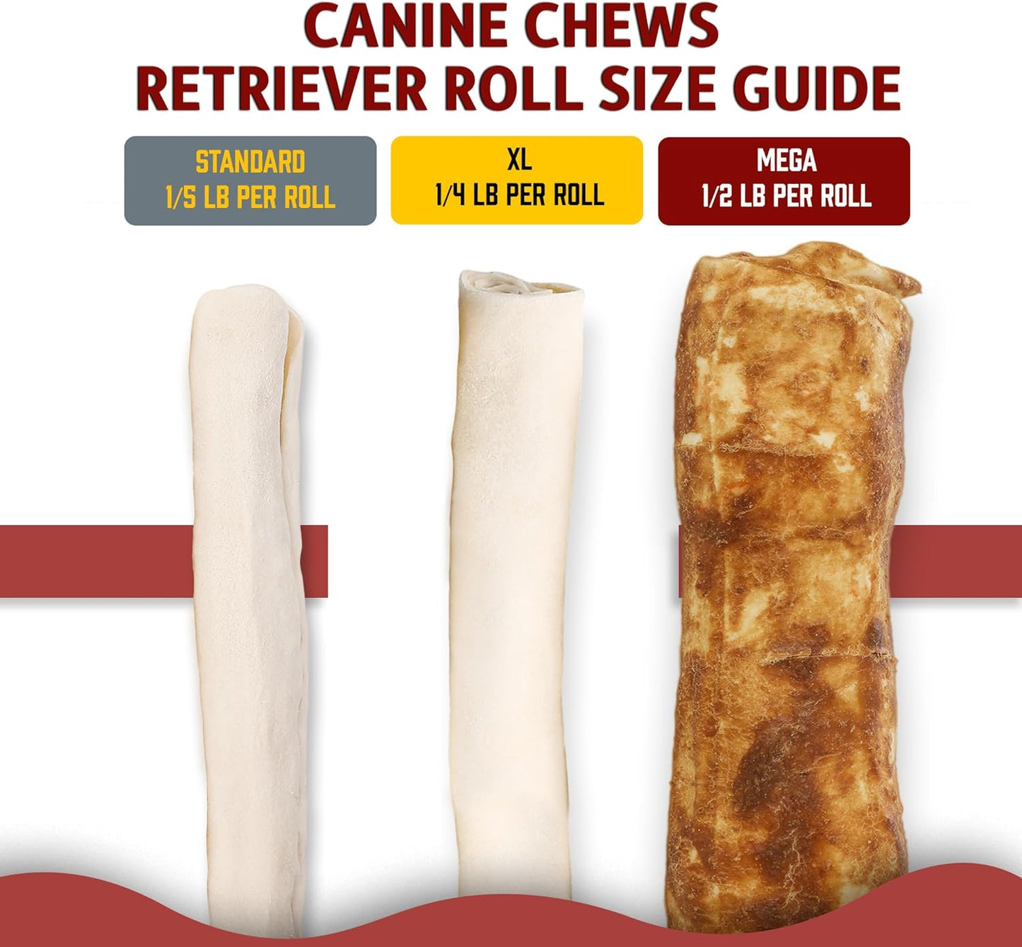 Canine Chews 10-11" Chicken-Coated MEGA Retriever Rolls (10 Pack) Natural Rawhide for Big Dogs - Long-Lasting Dog Chew Treats for Aggressive Chewers - Odor-Free - Extra-Large