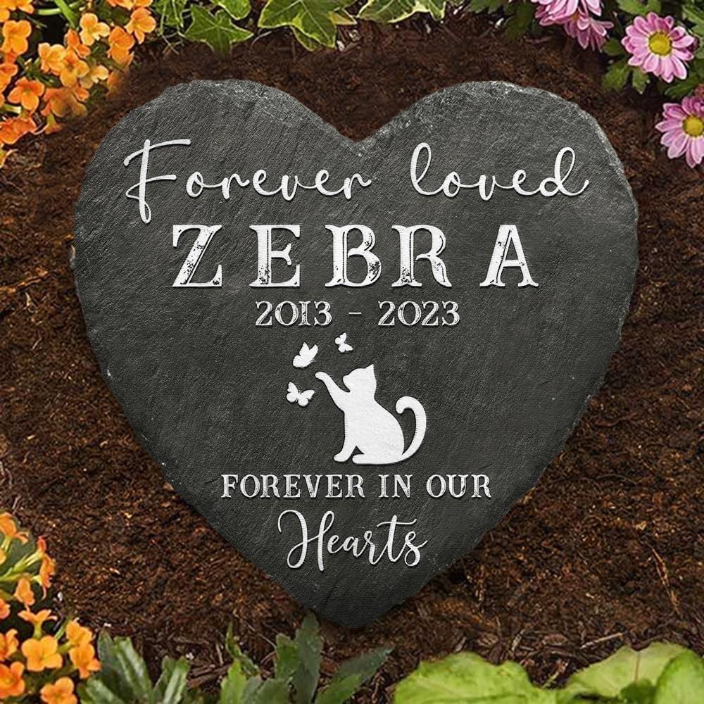 Heart Shaped Pet Memorial Stone - Dog Bereavement Gifts - in Memory of Dog, Cat - Personalized Pet Memorial Stones for Dogs - Dog Memorial Gifts for Loss of Dog - Dog Paw