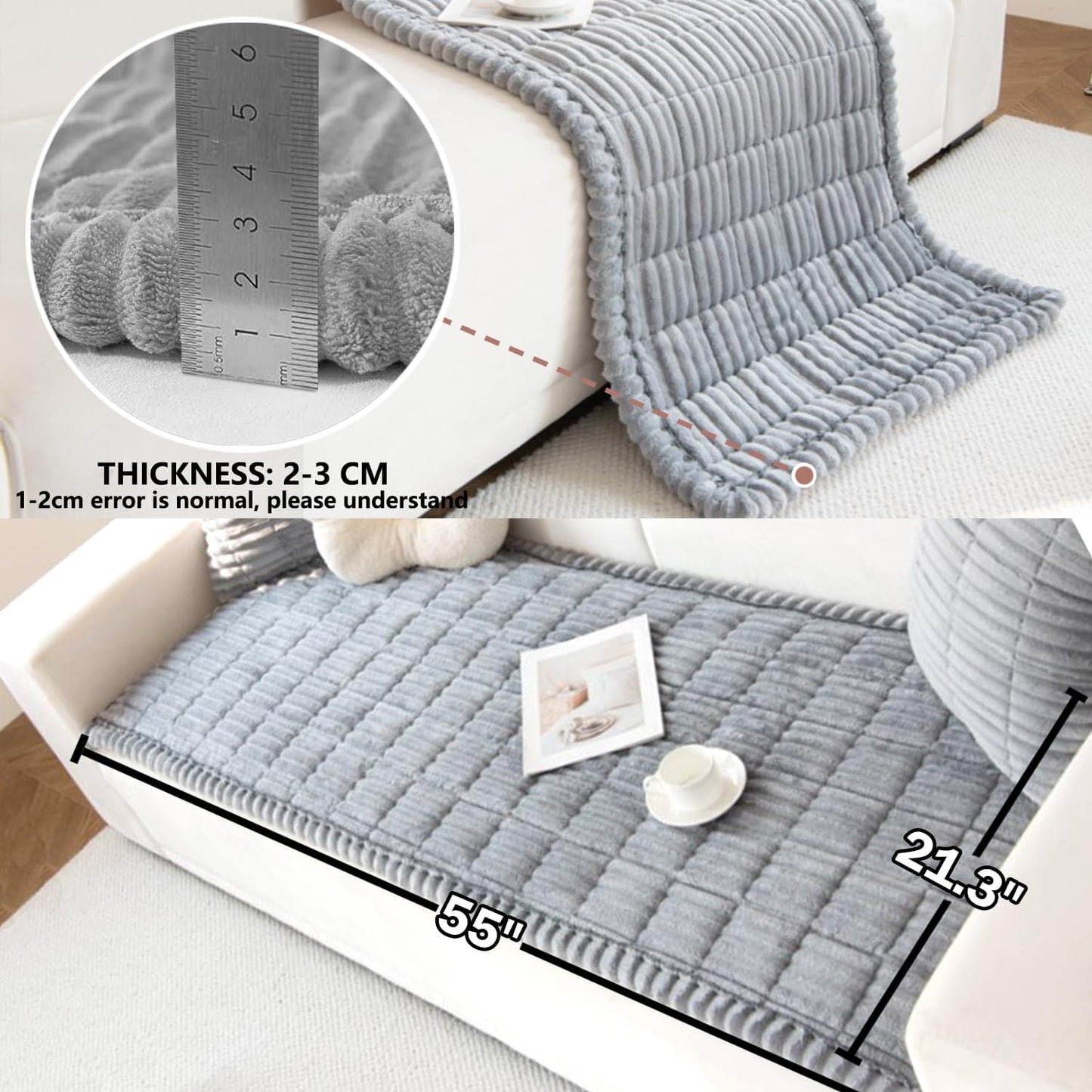 Backseat Dog Bed Mat for Car Seat Cover, Non-Slip Pet Bed Mat for Back Seat Extender, Furry Dog Couch Covers, Washable Travel Dogs Bed for Cars, SUVs, Sedans. (55" x 21.3") (Light Grey, M)