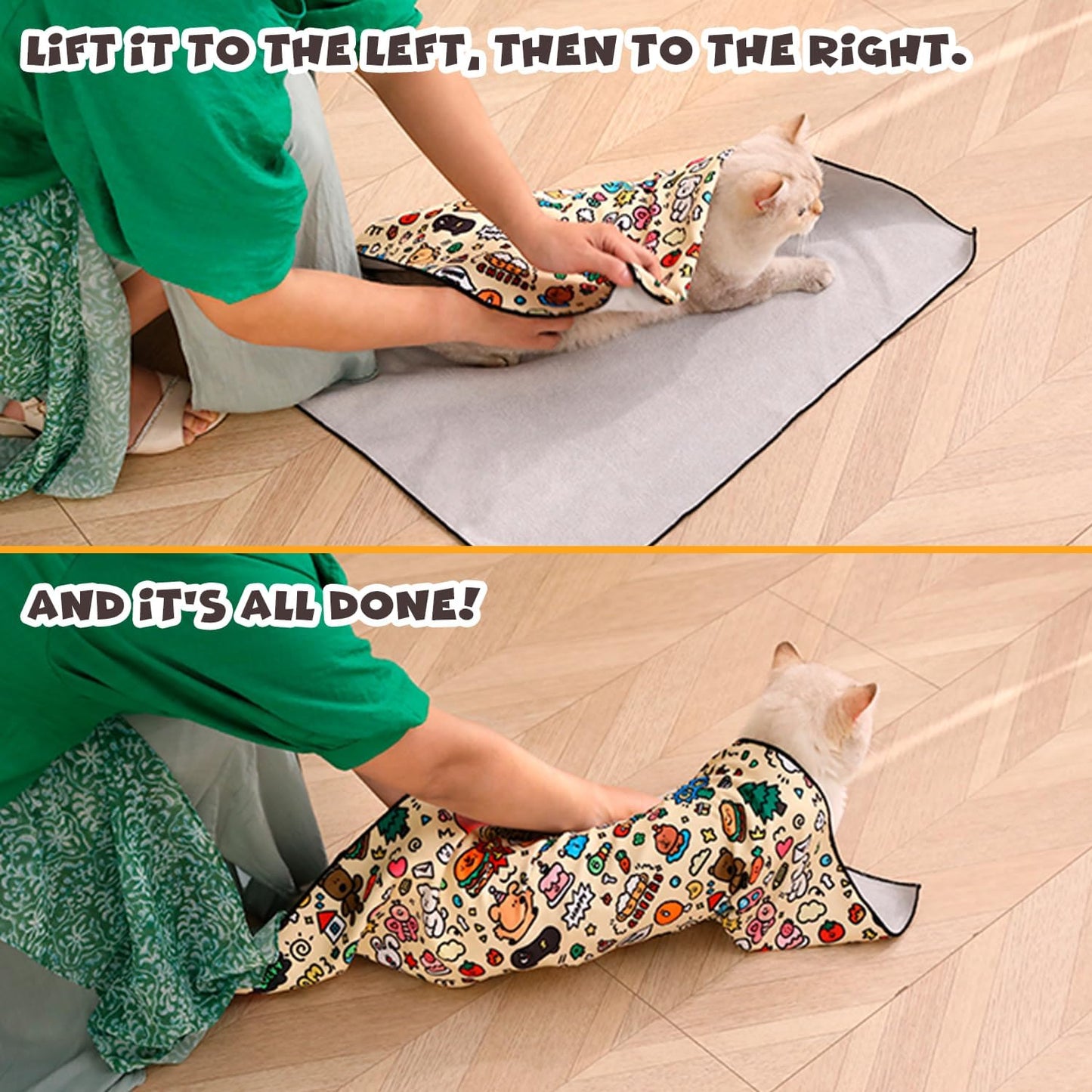 Cat Grooming Wrap, Self-Adherent Soft Cat Blanket to Wrap, Nail Clipping, Anti-Bite, Anti-Scratch, Anti-Escape Calming Wrap (Space, 6-10 lbs)