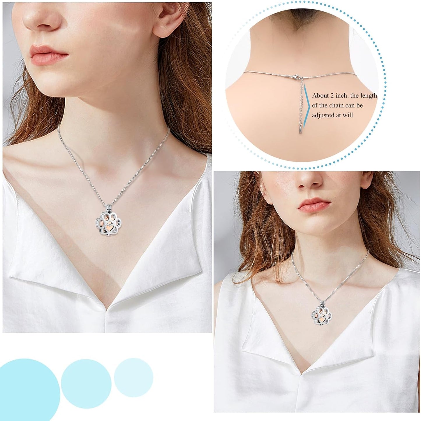 Oinsi Pet Cremation Jewelry For Ashes For Dog/Cat Paw Stainless Steel Memorial Locket Urn Necklace Inside Mini Case Keepsake Cremation Jewelry Women Men