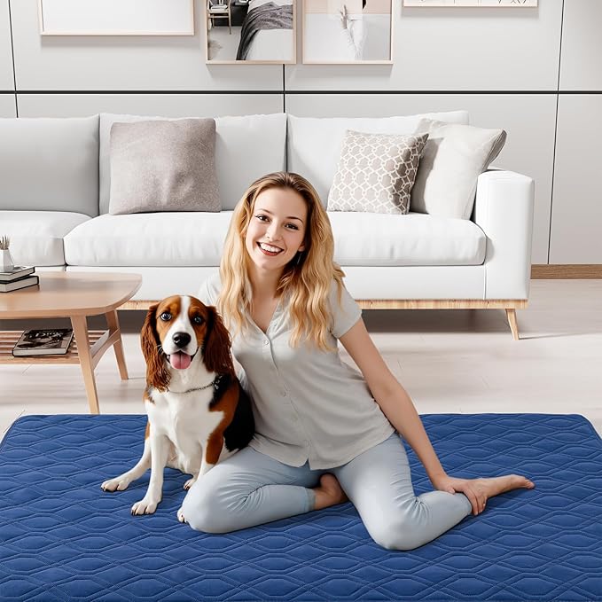 Smiry Waterproof Dog Blanket, 82x102 Inch Soft Pet Bed Cover Reversible, Washable Sofa Couch Furniture Protector for Small Medium Large Dog Puppy Cat, Navy/Blue