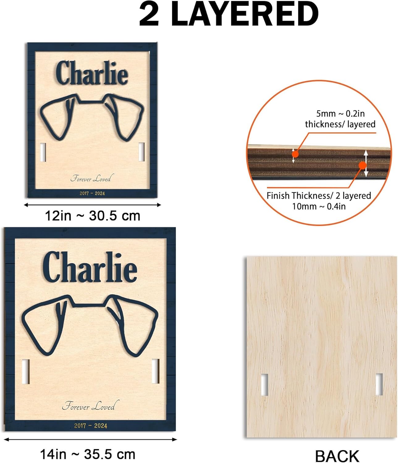 Custom Pet Memorial Sign with Dog Ear Outline and Collar Holder – Personalized Dog Loss Gift, Pet Sympathy Frame, Remembrance Gift for Dog Lovers