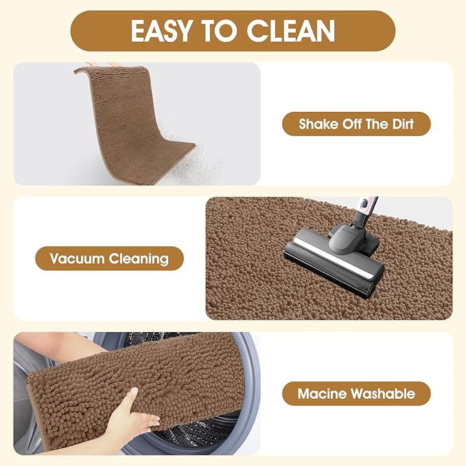 Dog Door Mats for Muddy Paws, Chenille Absorbent Door Mats, Non Slip Heavy Mud Mat for Dogs, Soft Indoor Door Mat for Entryway, Mud Paws, Inside Floor,30" X 20", Camel