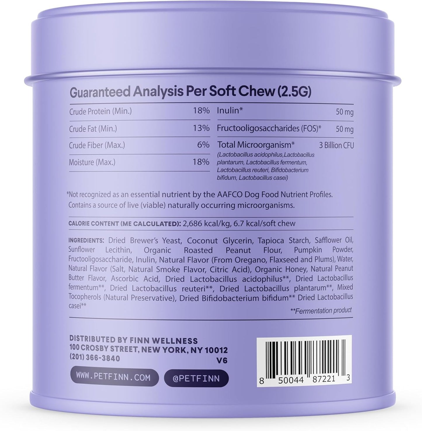 Finn Digestive Probiotics for Dogs - Complete Digestive System Support with Pumpkin, Prebiotics, & Live Probiotics - Vet Recommended & Made in The USA - 90 Soft Chews (Peanut Butter)