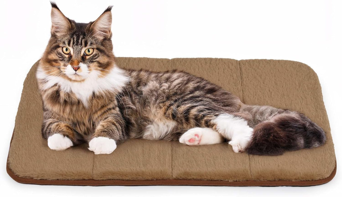 Dog Crate Pad for Small Dogs - Orthopedic Dog Bed with Memory Foam, Washable Soft Warm Pet Mat with Non-Slip Bottom, Khaki