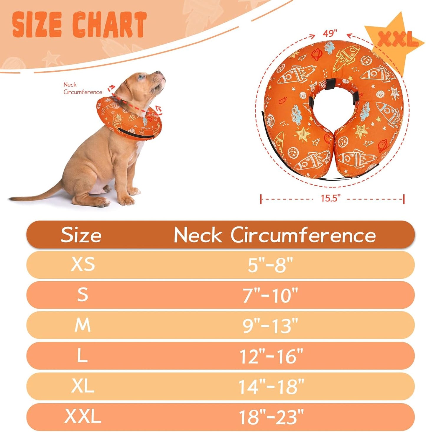 Inflatable Dog Cone Collar for After Surgery, Dog Donut Collar After Surgery, Soft Pet Cone for Small Medium Large Dogs to Stop Licking