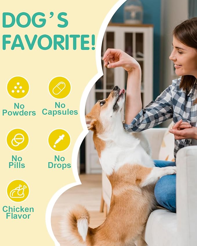 Omega 3 for Dogs - Dog Skin and Coat Supplement with EPA & DHA Fatty Acids- Fish Oil Chews with Salmon Oil & Vitamins - Itchy, Dry & Shedding Skin Relief- Chicken Flavor, 120 Chews