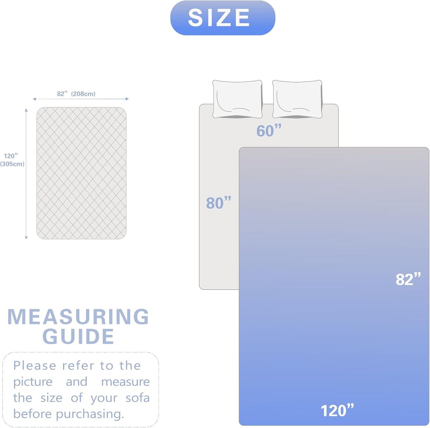 Dogs/Cats Bed Mats, Dog Pad Washable Removable Couch Cover with Anti-Slip Back, Plush Long Fur Mat, Perfect for Small, Medium and Large Dogs.(Navy Blue, 82"x120")