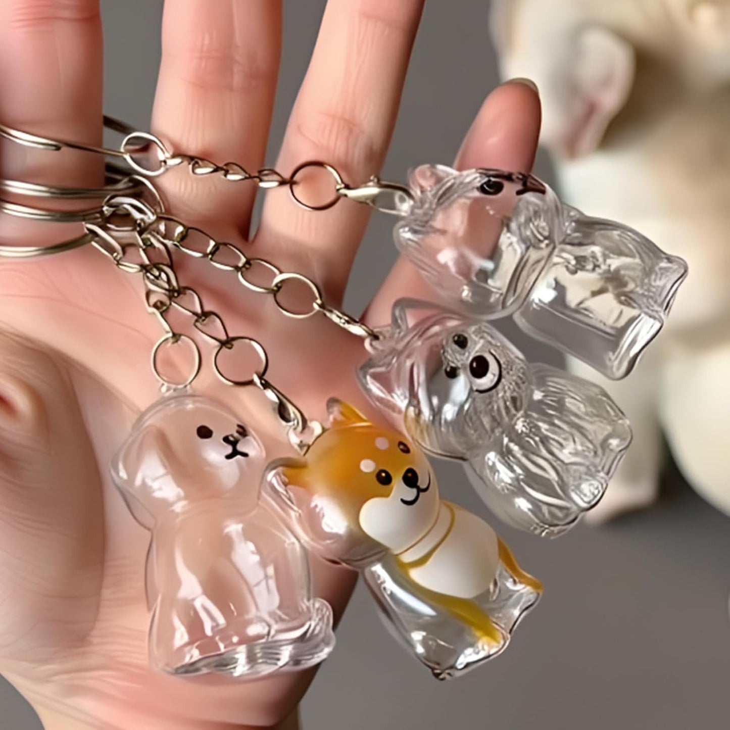 2 Pcs Dog Hair Keychain, Cute Dog Fur Keepsake Storage Bottle, Memorial Bottle Memory Jars for Pet Hair