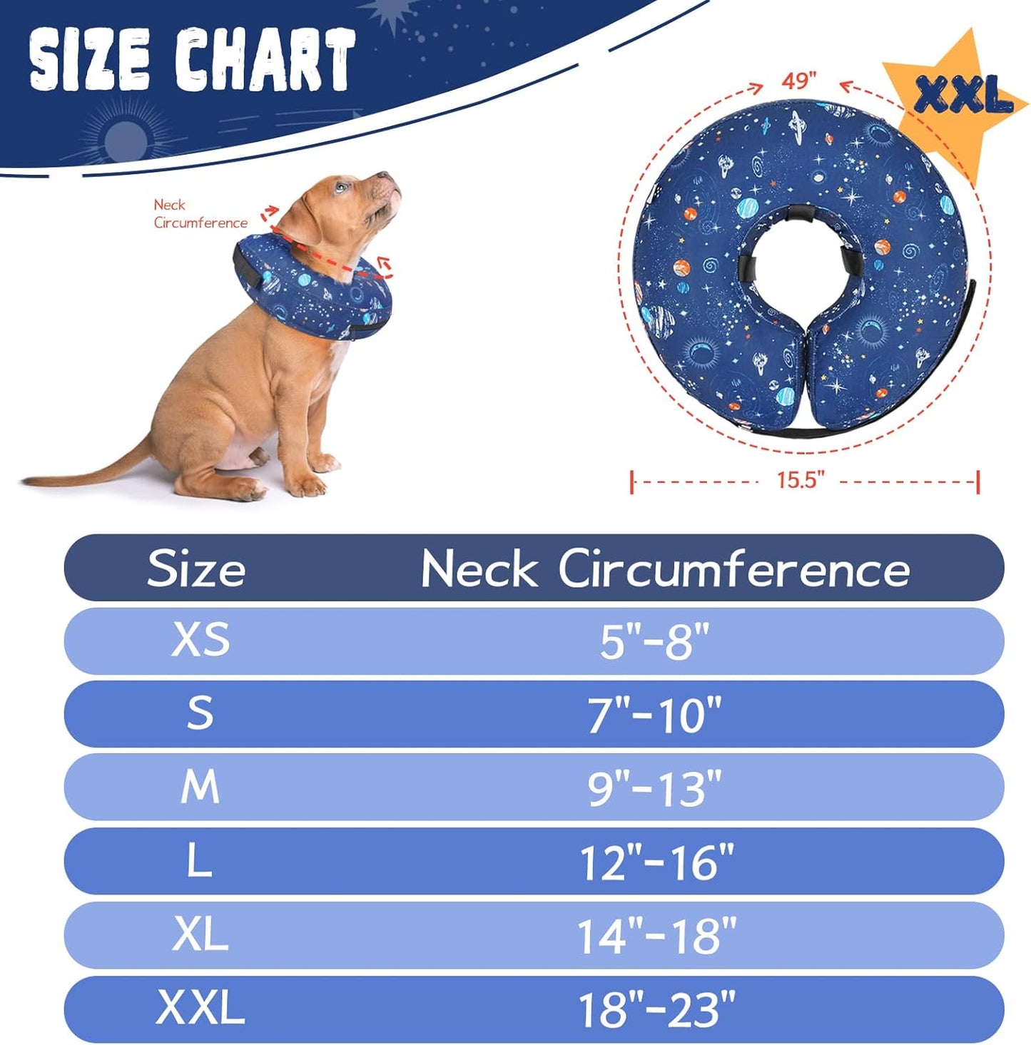 Inflatable Dog Cone Collar for After Surgery, Dog Donut Collar After Surgery, Soft Pet Cone for Small Medium Large Dogs to Stop Licking