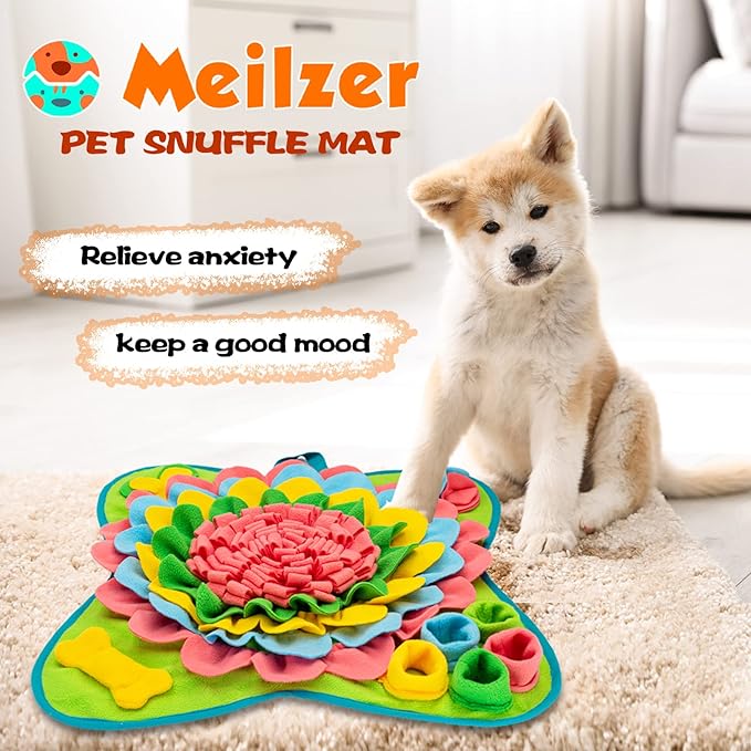 Snuffle Mat for Dogs Pet Treats Feeding Mat for Small/Medium Breed Dogs Non-Slip/Portable/Durable Interactive Dog Puzzle Toys Encourages Natural Foraging Skills (Pink)