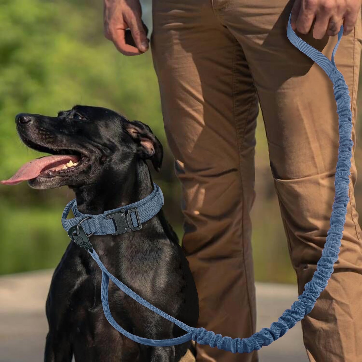 COOYOO Dog Collar,3 Piece Set Tactical Dog Collars, Adjustable Military Training Nylon Dog Collar with Control Handle and Heavy Metal Buckle for Medium and Large Dogs