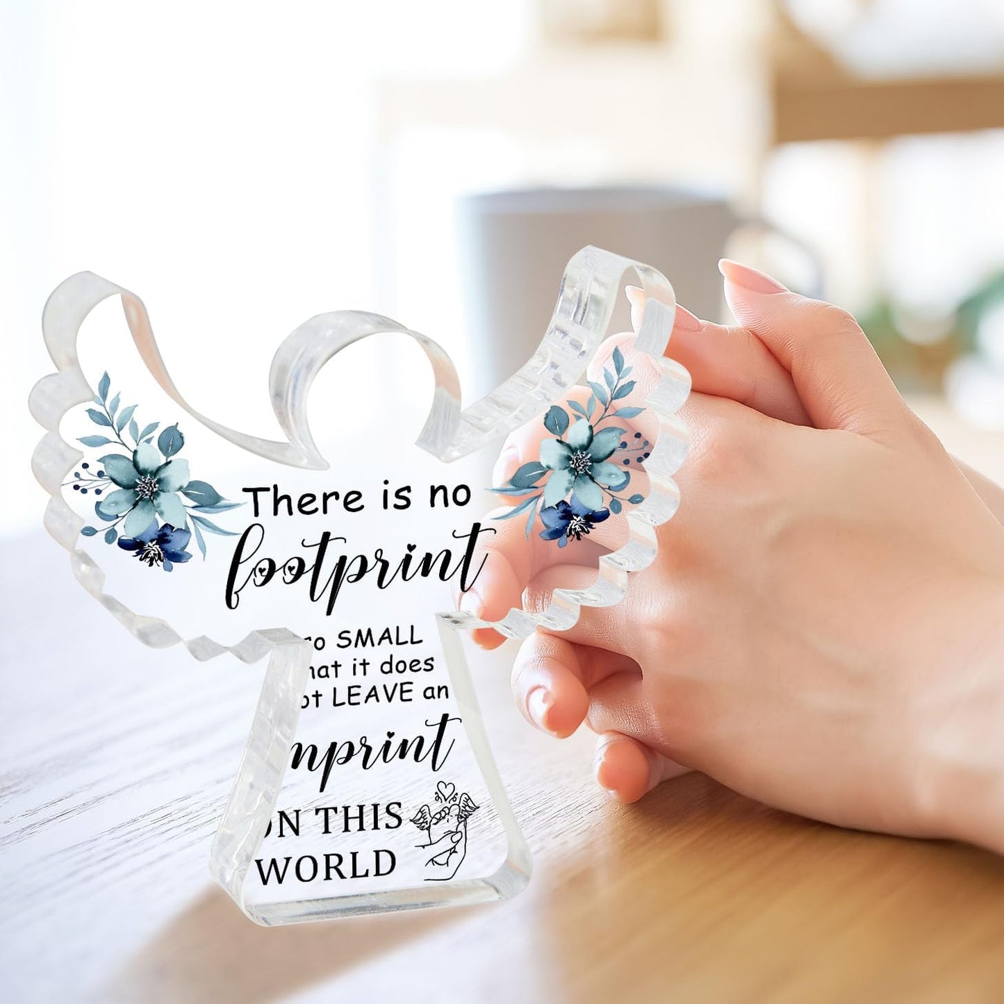 Sympathy Gifts, Miscarriage Gifts for Mothers, Remembrance Gift, Remember Me Grieving Present, Baby Footprint Memorial Angel Acrylic Decor, Funeral in Memory of Loss of Baby, Infant Loss Sympathy Gift