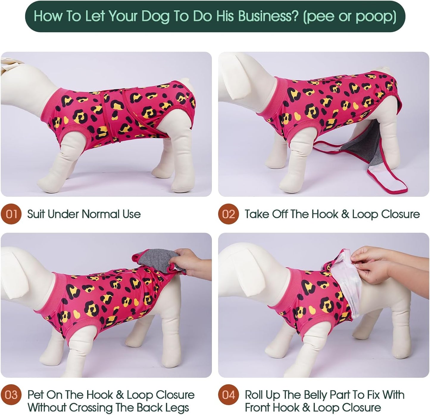 Kuoser Dog Recovery Suit for Dogs After Surgery,Professional Surgical Onesie for Female Male Dogs Spay Neuter,Soft Dog Surgery Suit Bodysuit for Abdominal Wounds Skin Disease,Rose 2XL