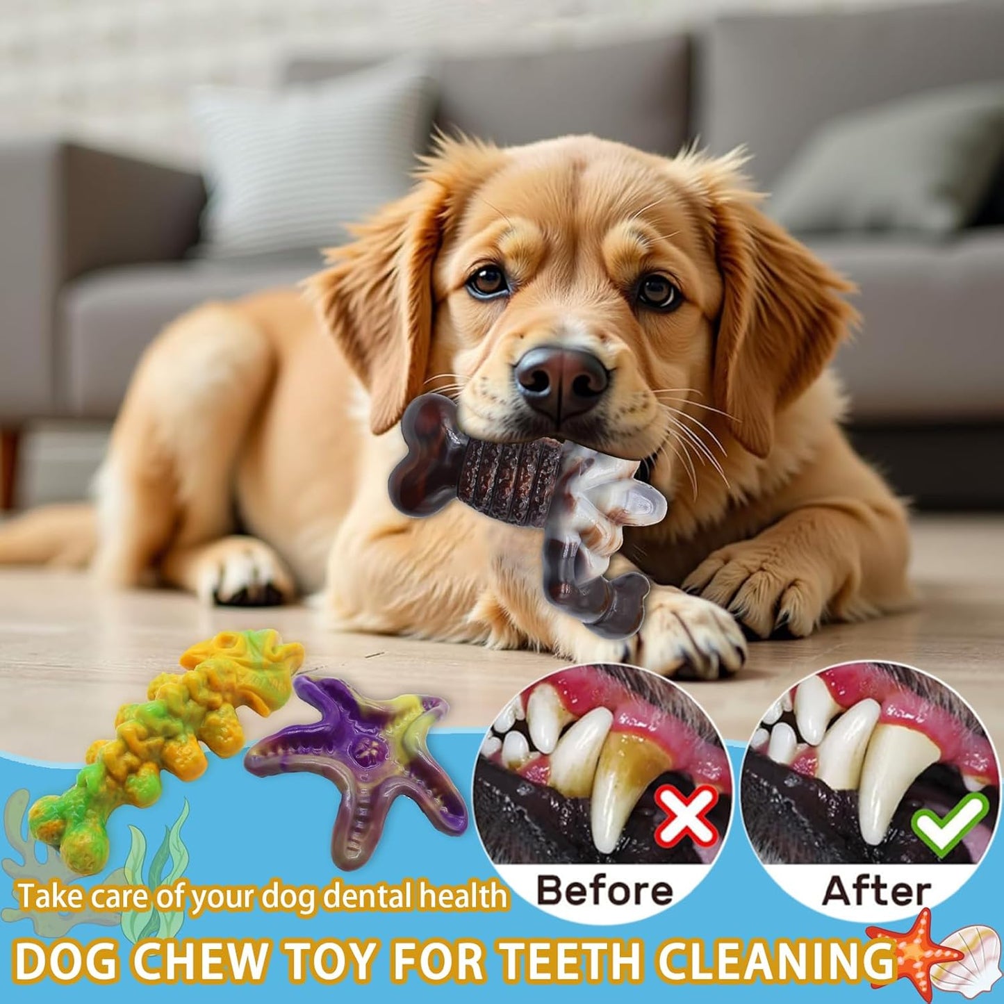Dog Chew Toys for Aggressive Chewers,3 Pack Tough Dog Bone Toys to Keep Them Busy, Indestructible Pet Toy for for Medium/Large Breed