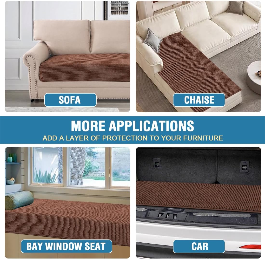 H.VERSAILTEX Plush Chenille Dog Bed Cover Thick Soft Loveseat Cover for 2 Cushion Couch Anti Slip Couch Cover Furniture Protector for Dog, Pet, Cat (35" x 62", Caramel)