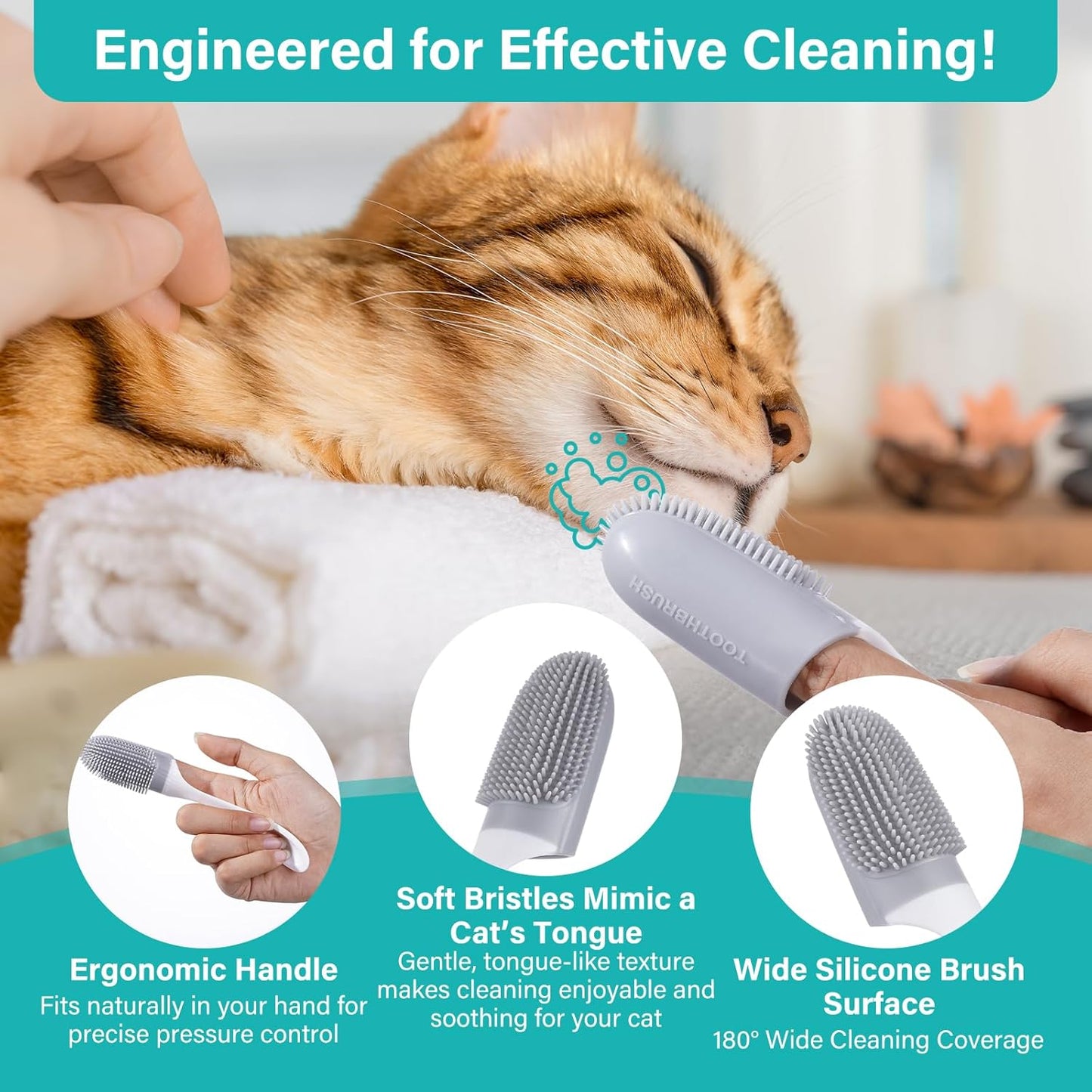 Cat Chin Acne Cleaner – No-Rinse Blackhead & Pimple Remover with Brush – Gentle Formula for Sensitive Feline Skin, Oil & Debris Control, 2.03 fl oz