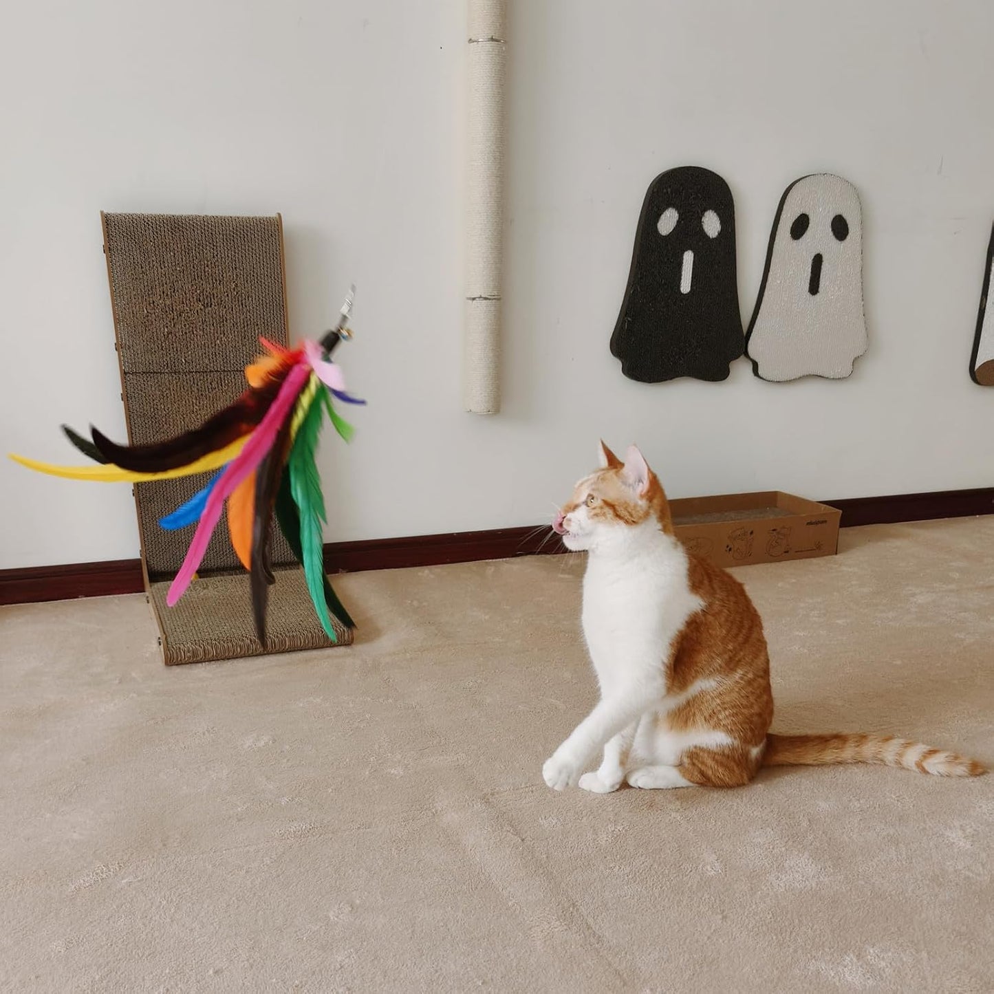 Da Bird Feather Refill - 2 Extra-Large Natural Replacement Attachments(13.8inch) and 4 Feather Toys Refills(5.8inch) for Indoor Cats,Cat Wand Attachment (6PCS)