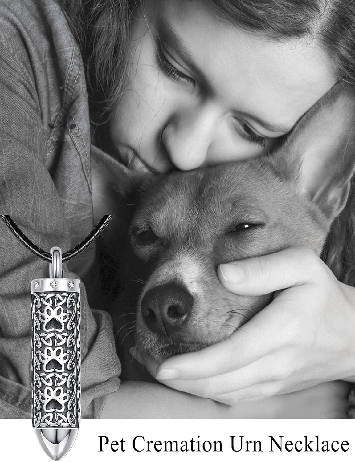 Dreamboat Pet Crematian Urn Necklace for Dog Cat Ashes 925 Sterling Silver Paw Print Keepsake Pendant Jewelry Gifts for Women Men