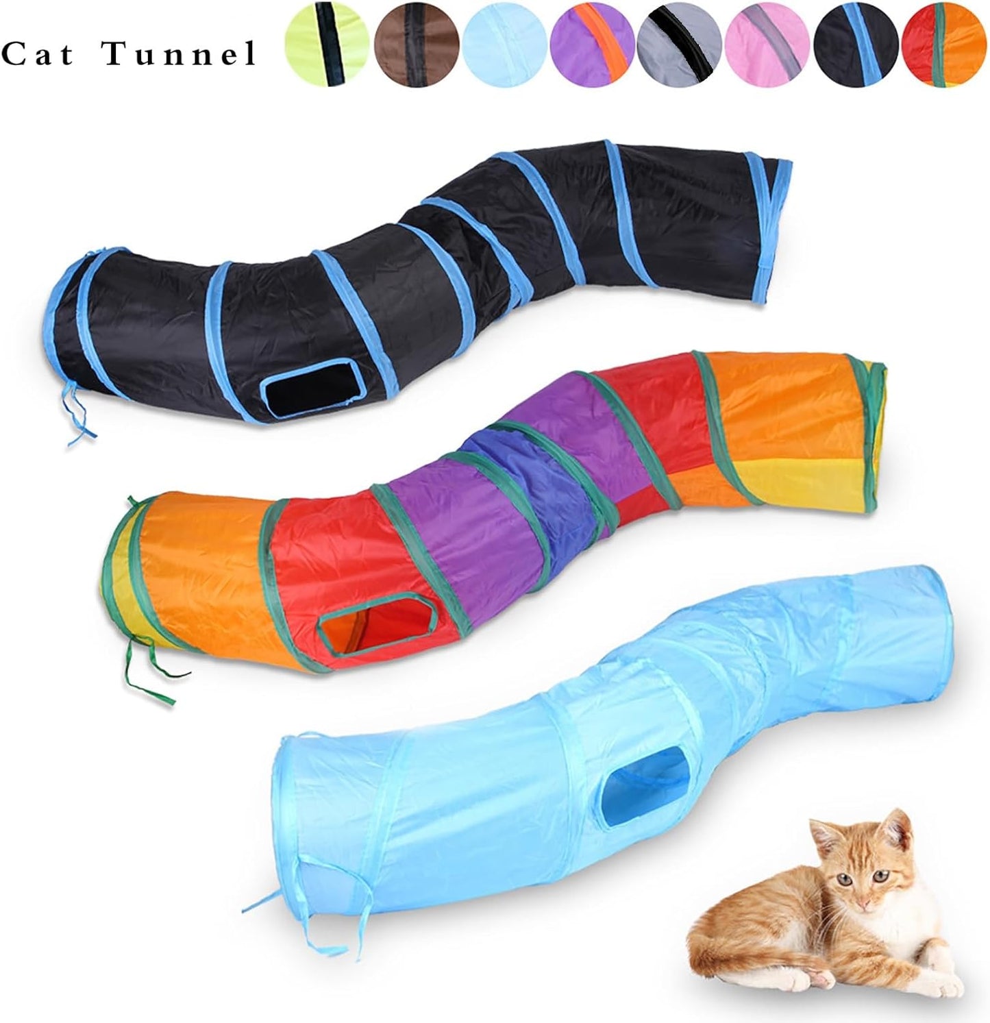 iCAGY Cat Tunnel for Indoor Cats, Rabbit Tunnel Toys, Pet Toys Play Tunnels for Cats Kittens Rabbits Puppies Crinkle Pop Up Dark Grey 47" Shape S