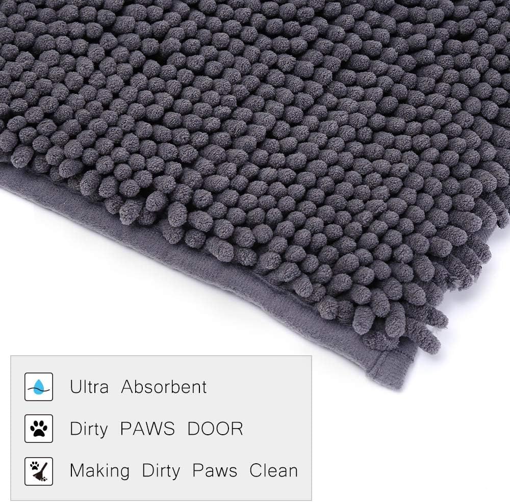 Gray Pet Dog Cat Bed Rugs Mats For Large Small Dogs Cats Doggy Puppy Paws Door Doormats Ultra Soft Shaggy Chenille Living Room Bedroom Kitchen Bathroom Area Rugs Water Absorbent Machine Washable Dry