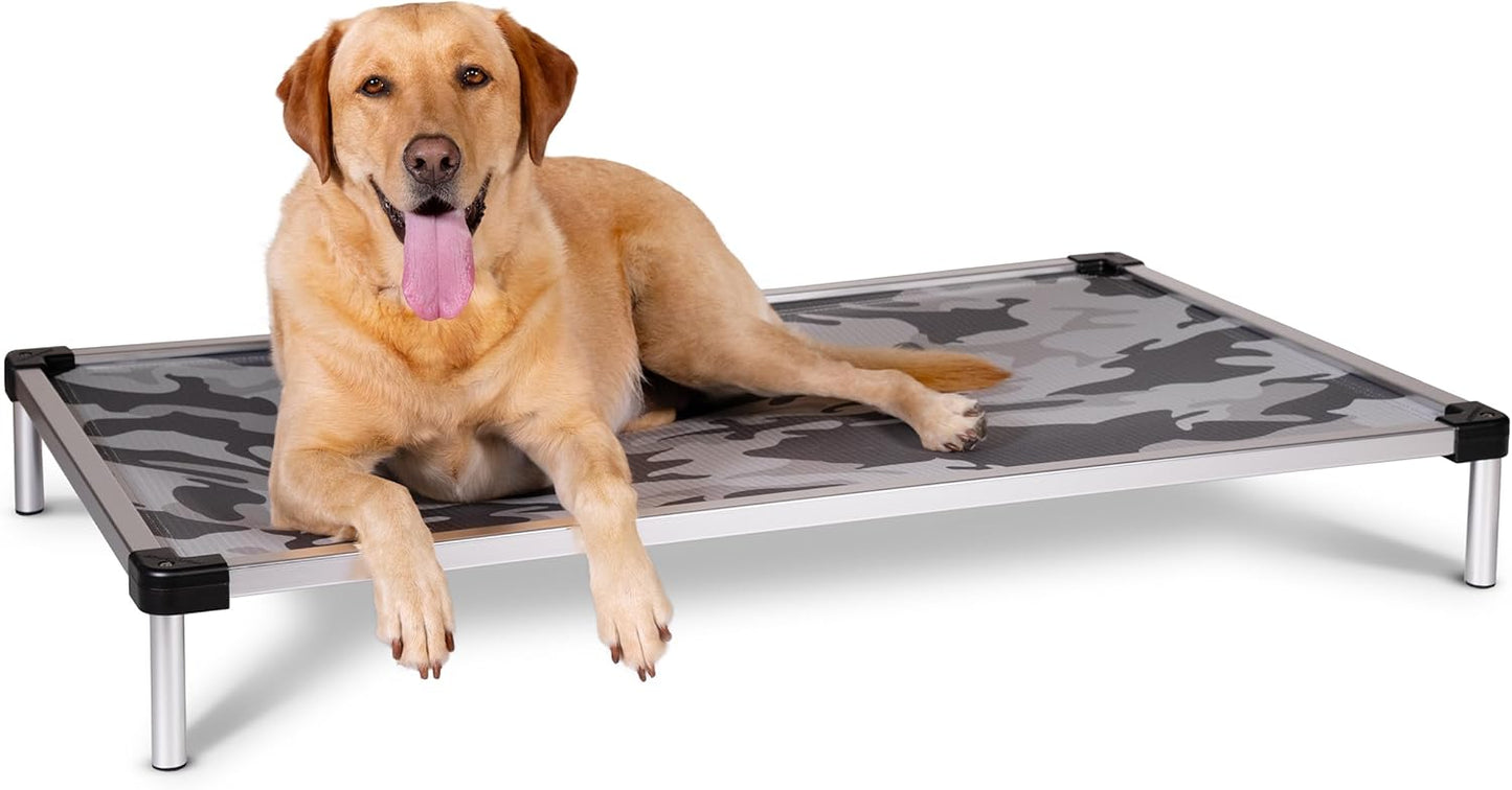 K9 Ballistics Chew Proof Elevated Cooling Dog Bed - Made for Aggressive Chewers, Virtually Indestructible, Ripstop Fabric with No Padding, Pre-Assembled - Small, Snow Camo