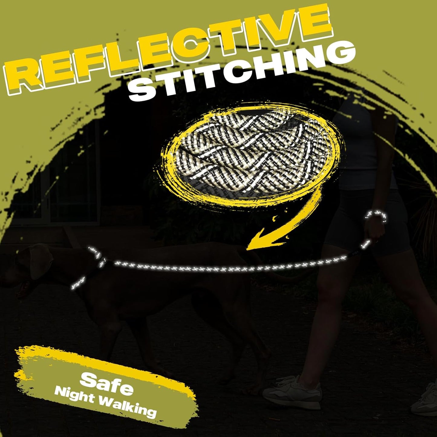 Fida Durable Slip Lead, 6 FT x 1/2" Heavy Duty Dog Loop, Comfortable Strong Rope Leash for Large, Medium Dogs, No Pull Pet Training Leash with Highly Reflective, Grey