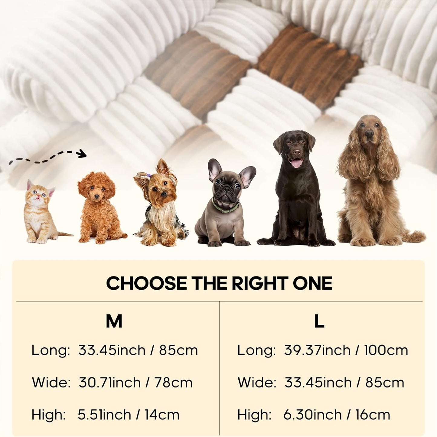 Dog Couch Bed, Thick Flannel Dog Couch Cover Protector, Washable Pet Couch Covers for Sofa, Non-Slip Couch Covers for Dogs, Pet Bed Mat for Couch (Brown, M-33.45 x 30.71 inch)