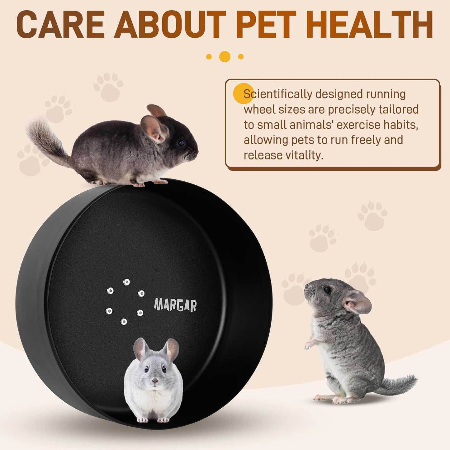 15" Silent Chinchilla Exercise Wheel, Anti-Chewing Aluminum Alloy Running Wheel for Chinchilla, Hamster or Other Small Pets