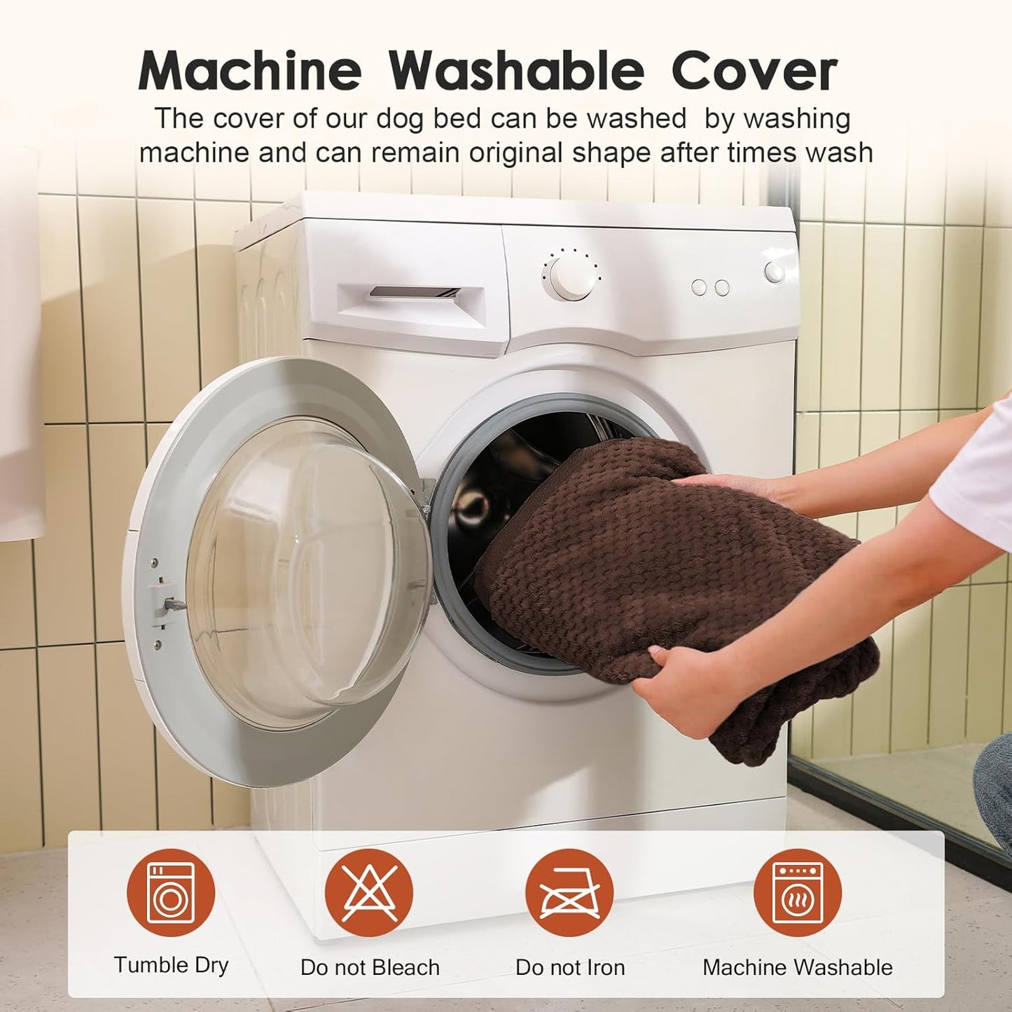 Orthopedic Dog Beds Large Sized Dog, Memory Foam Pet Bed for Medium and Large Dogs, Washable Removable Cover, Nonskid Bottom, Waterproof, 36x27x6 Inches, Brown Grey