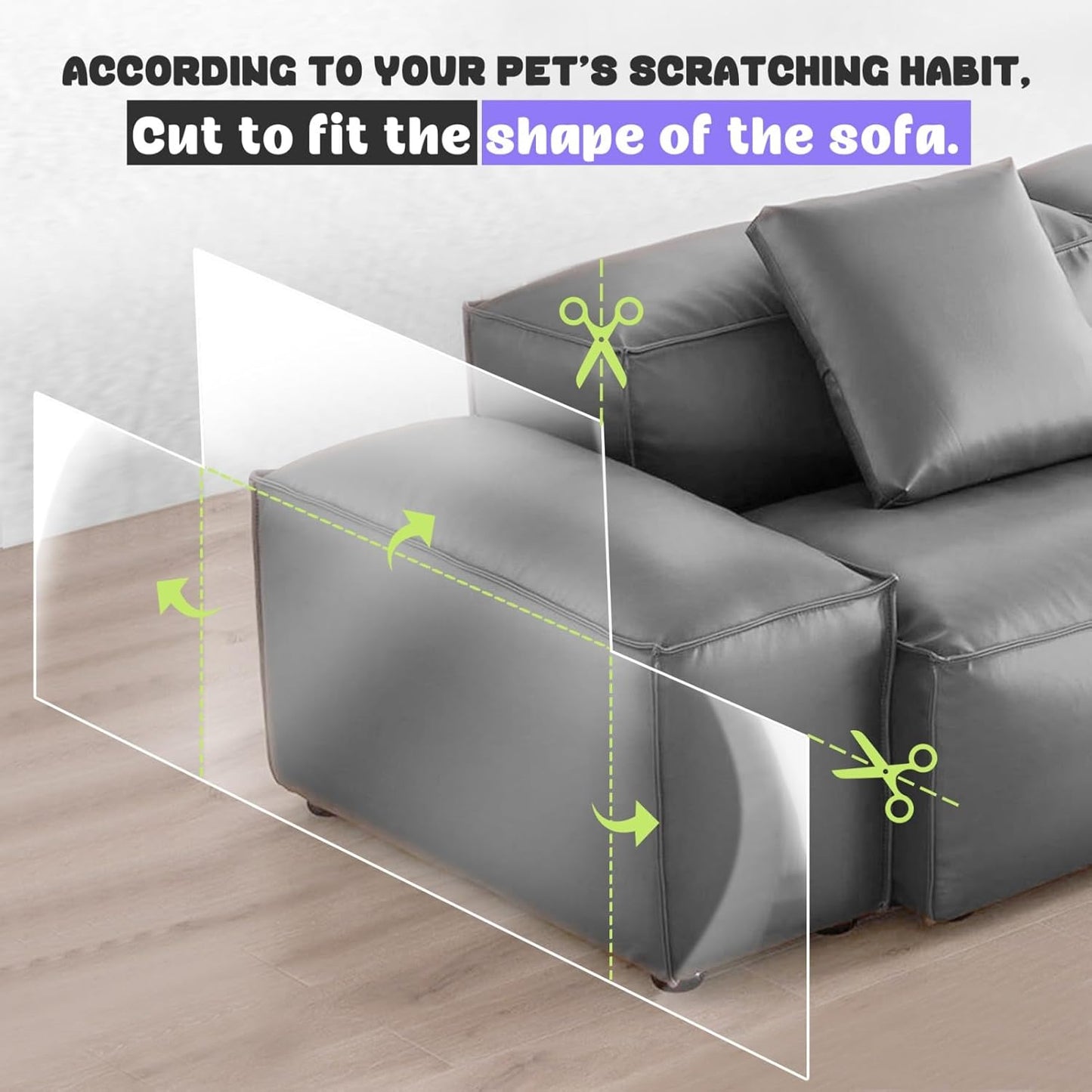 Cat Scratch Furniture Protector, 2 Pack 196.8" x 11.8" Couch Protector from Cat Claws, Thickened Transparent Self-Adhesive Furniture Protectors for Couch Protection from Cat Scratching