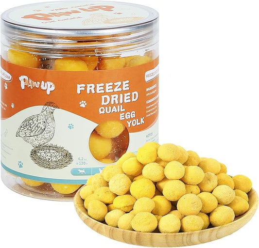 Freeze Dried Quail Egg Yolk Pet Treats, Freeze-Dried Pet Food for Dogs, Cats, Pure Fresh Ingredient, 4.2 oz, Rawhide Free, Gluten&Grain Free
