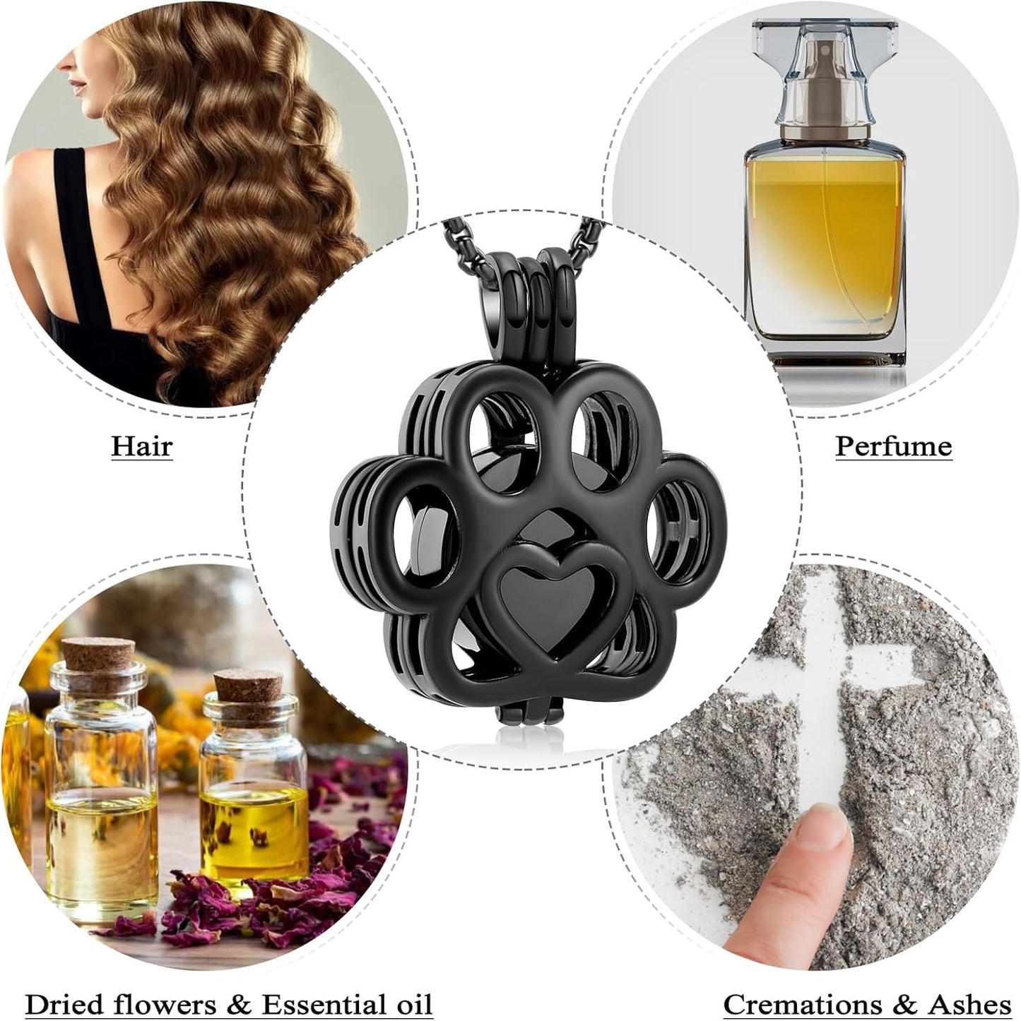 Oinsi Pet Cremation Jewelry For Ashes For Dog/Cat Paw Stainless Steel Memorial Locket Urn Necklace Inside Mini Case Keepsake Cremation Jewelry Women Men