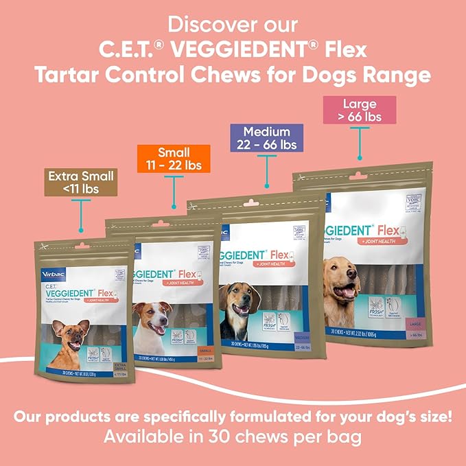 Virbac C.E.T. VEGGIEDENT Flex Tartar Control Chews for Dogs - Small