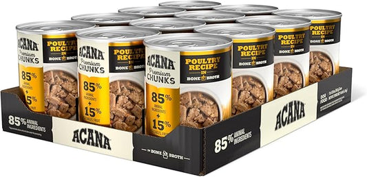 ACANA Premium Chunks in Bone Broth Grain-free Wet Dog Food Poultry Recipe 12.8oz Cans (12 Count)