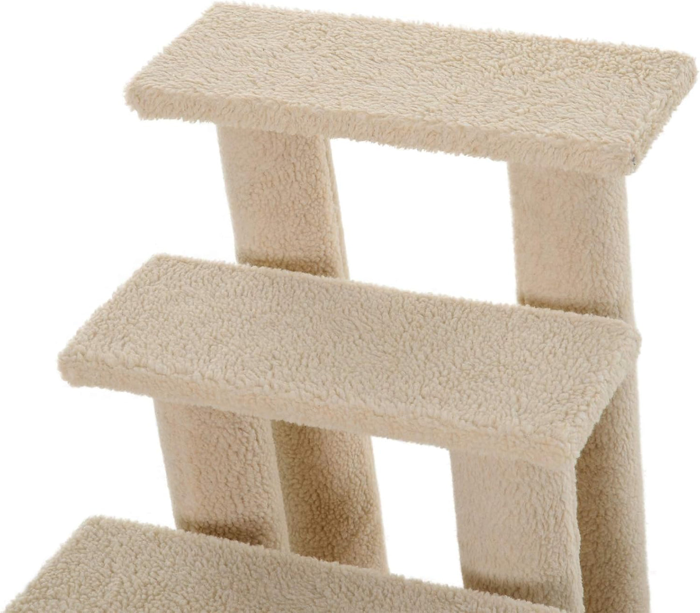 PawHut 25" 4-Step Multi-Level Carpeted Cat Scratching Post Pet Stairs - Light Brown