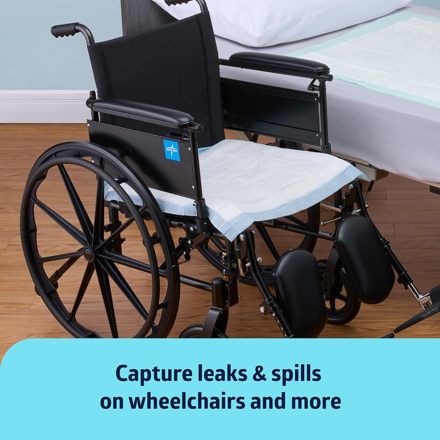 Medline Moderate Absorbency Underpad, 23" x 36", 150 Count, Disposable Chucks, Bed, Furniture & Surface Protection, For Kids, Adults, Elderly, Puppy Pad, Changing Pad, Incontinence Pee Pad