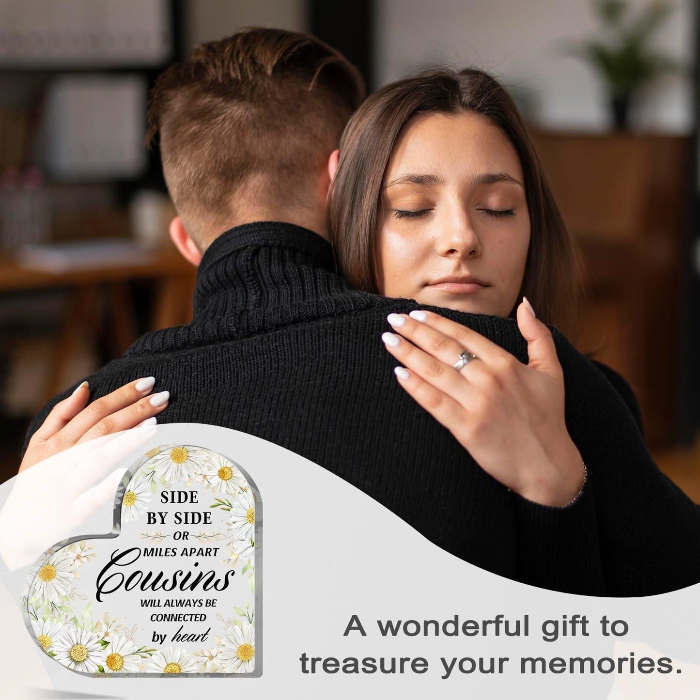 Cousin Gifts for Women, Cousin Birthday Gifts for Women, Best Cousin Ever Gifts, Heart Acrylic Gifts for Cousins, Cousin Birthday Gifts for Cousin Sister, Best Cousin Gifts for Christmas and Weddings