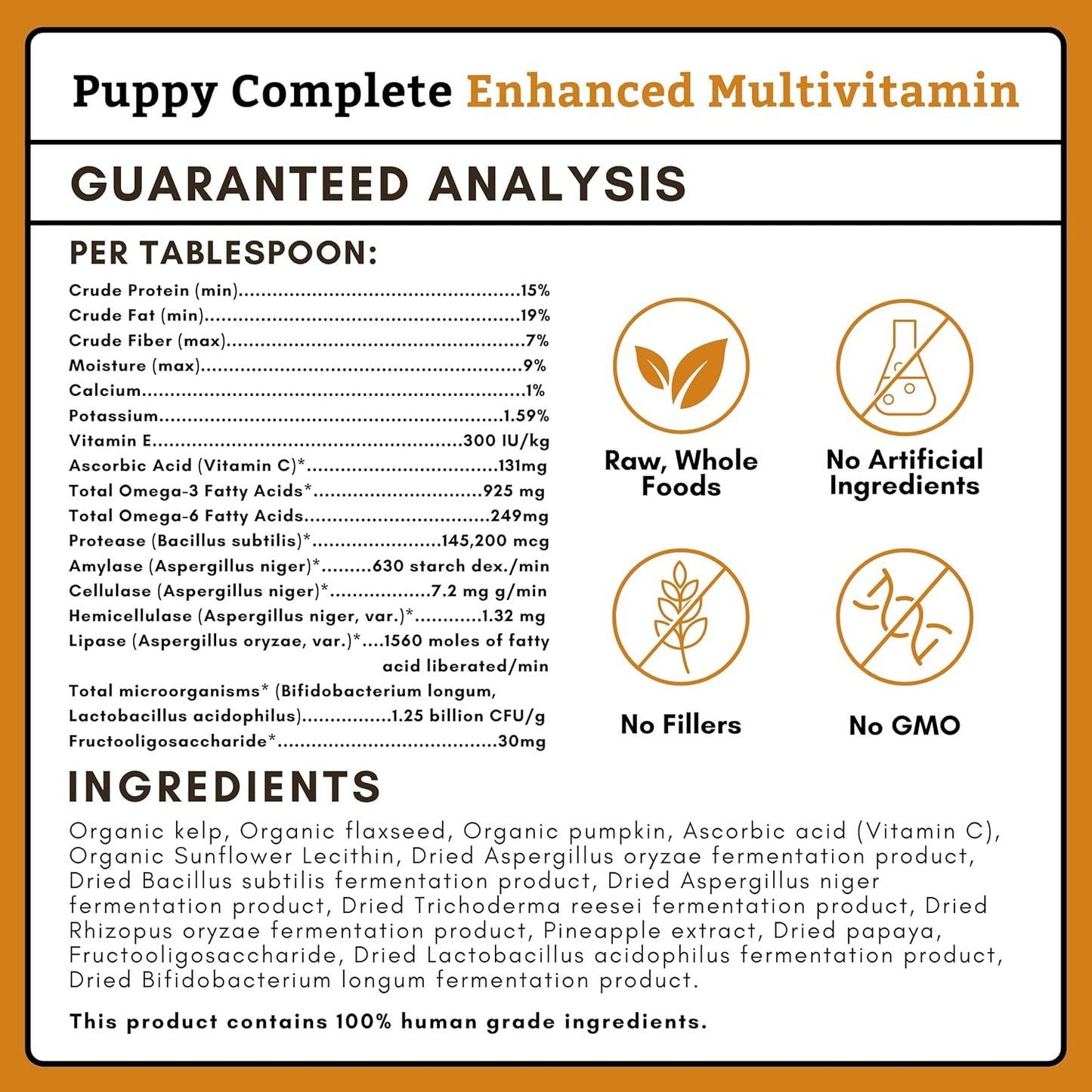 Wholistic Pet Organics Puppy Complete - Dog Multivitamin Powder - 1 Lb - Daily Dog Vitamins & Supplements for Homemade Food - Immune System, Skin, Coat & Overall Health - Small and Large Breed Puppies